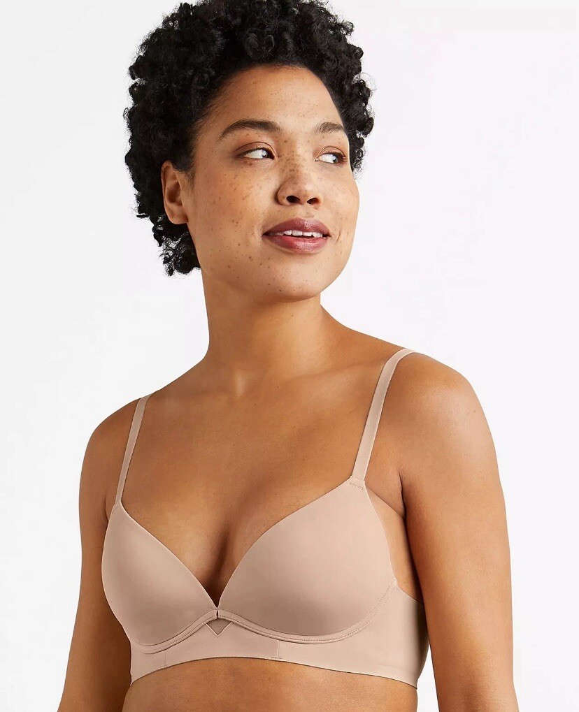 Maidenform Bra 40DD Beige Wireless Lift Shape Support Convertible Strap DM2301
