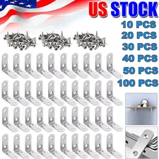 10-100 X Silver L Bracket Corner Sets 90 Degree Corner Brace Metal w/ Screws