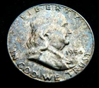 1954-s BU.50C Ben Franklin Half Dollar Coin LIBERTY BELL OBV. Naturally toned.