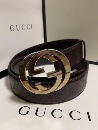 GUCCI GG Cintura Fibbia in Argento 95/38 la merce di seconda mano Marrone  Usato | eBay