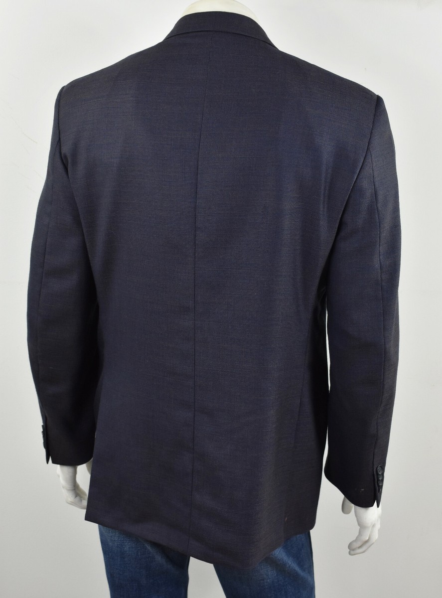 MILA SCHON BLUE Navy & Taupe Woven All-Season Wool Double