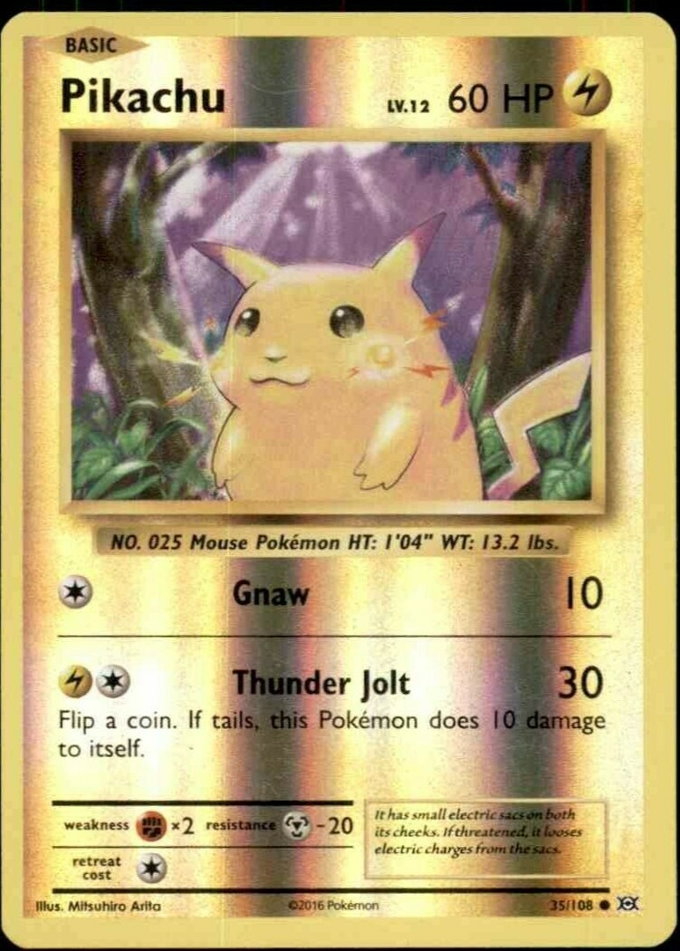 ピカチュウ アイスホロ クラシック 2016 35/108 Pikachu 35/108 - Common Pokemon Card - XY Evolutions Set 2016 Rare