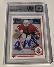 Ed Belfour 1990-91 Upper Deck - Star Rookie #55 (RC) (Beckett) Auto Grade 10