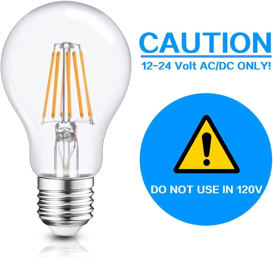 Bombilla LED Eficiente 12V 6W 600Lm - Base E26/E27 - 12-24V AC/DC - Paquete de 4 - Ideal para Foto 2 de 4