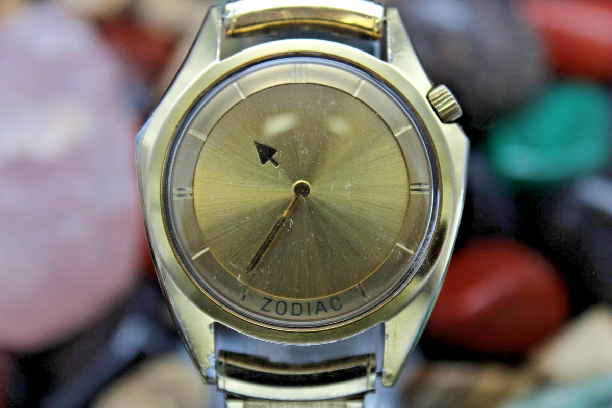 Vintage ZODIAC Olympos Hand Wind Mystery Dial Gold Filled Men's