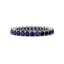 Sterling Silver 925 Blue Sapphire Brilliant-Cut Round 2.00mm Eternity Band Ring