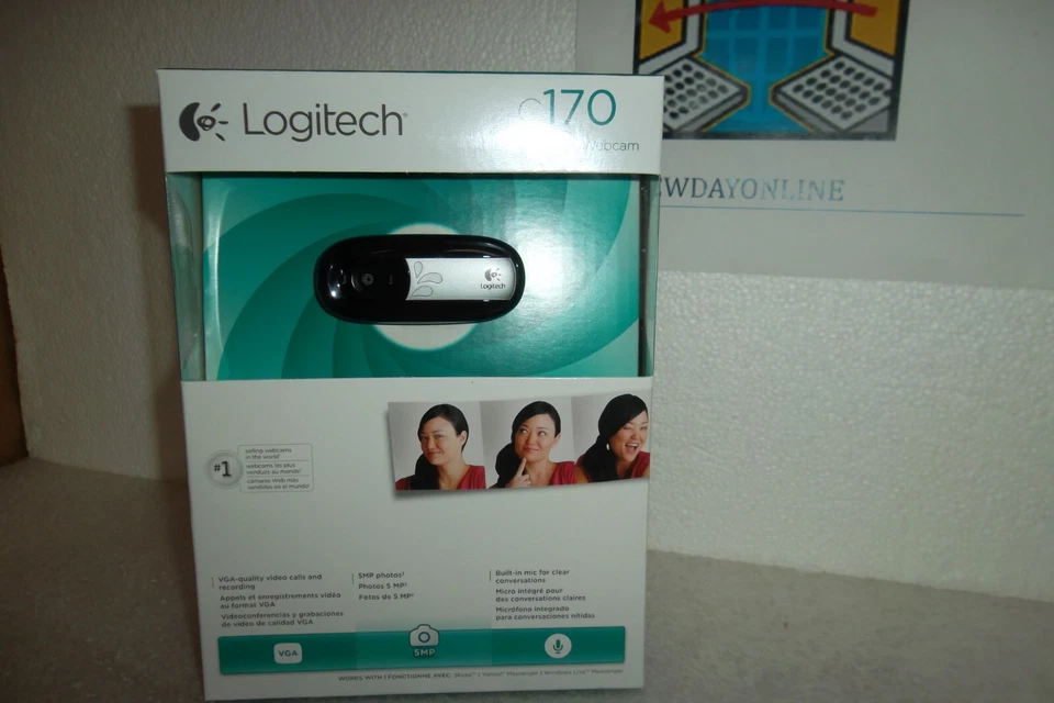 LOGITECH C170 Webcam 5MP USB 2.0 Mic 1024x768 30fps Clip On V-U0026 960-000880 - Image 2 of 4