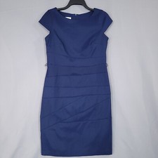 Dressbarn Women's Sheath Dress Midi Cap Sleeve Navy Blue Size 8