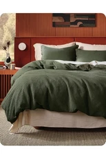 Bedsure Cotton Duvet Cover Full - 100% Cotton Waffle Weave Olive Green Full