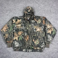 ScentLok Camo Jacket Mens 2XL Mossy Oak Full Zip Hooded Hunting USA READ
