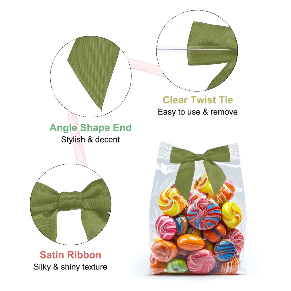 50 piezas arcos preatados arcos de cinta satinada 3,5" lazos torcidos arcos de regalo verde claro Foto 4 de 4