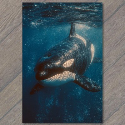 Art Print Orca Whale Underwater Ocean Swim Deep Blue Sea Marine Mammal