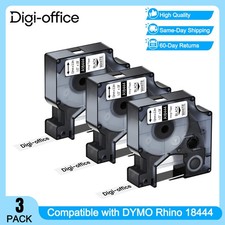 3PK Black on White IND Vinyl Label 1/2" 18444 for DYMO RHINO 4200 5000 5200 6000