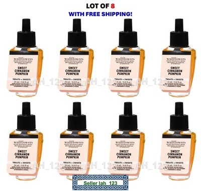 LOT/8 Bath & Body Works~SWEET CINNAMON PUMPKIN~Wallflower Refill Bulbs~NEW+FRESH