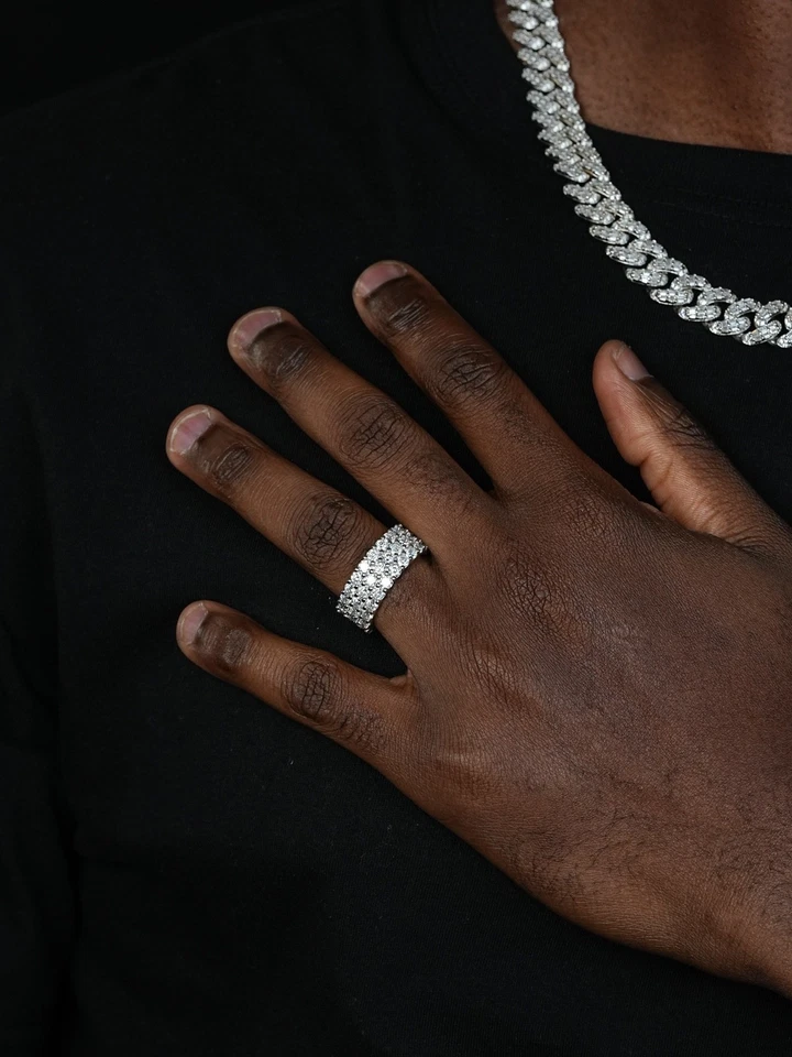 Real Princess Cut Moissanite Eternity Band Wedding Ring 925 Silver 2-5mm Square - Image 2 of 4