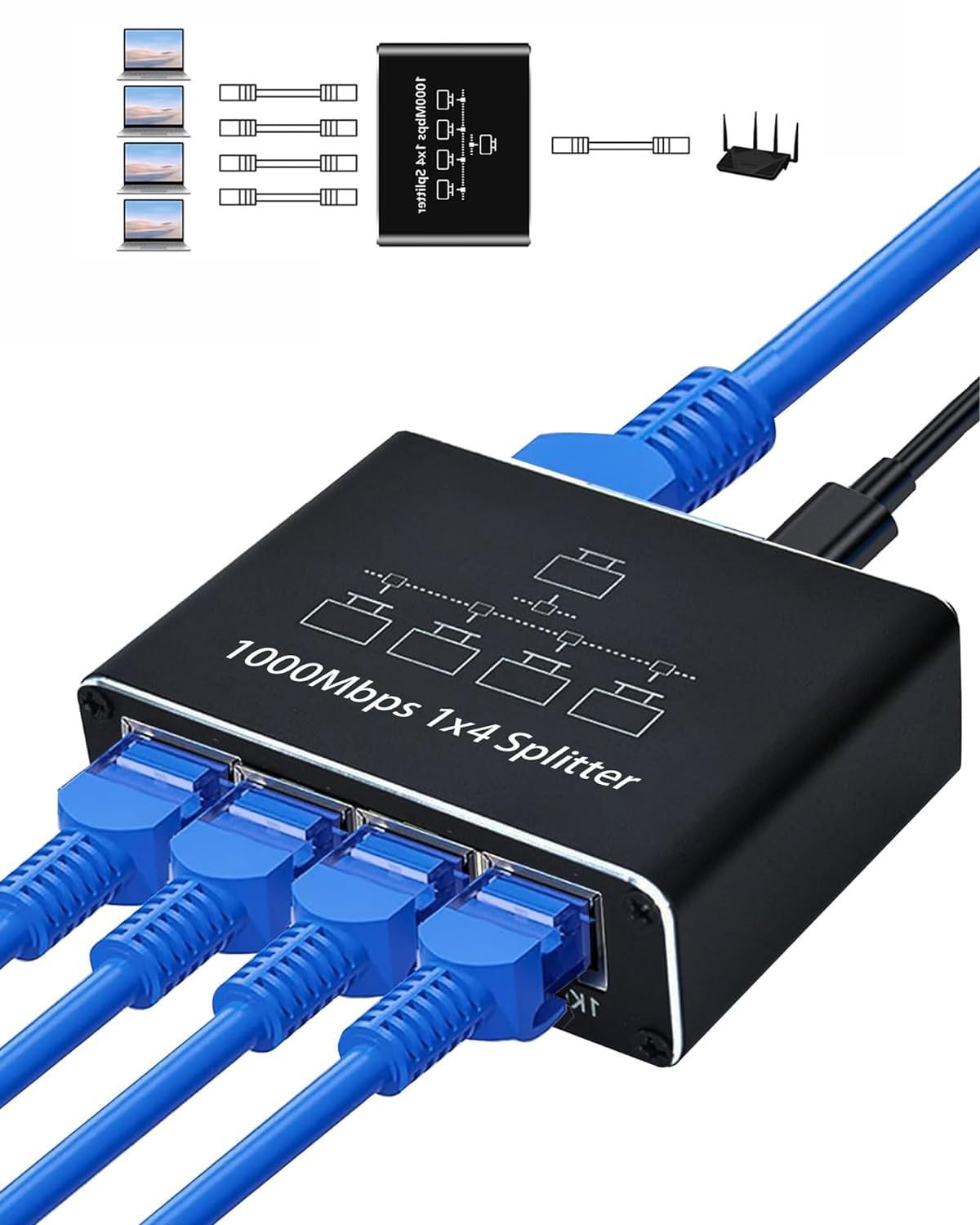 Multiprise RJ45 pour connecter 4 appareils sur une seule prise Ethernet de box