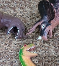 Vintage Lot Of 3 1980's Dor Mei Imperial Hong Kong Hard Plastic Dinosaurs 1985