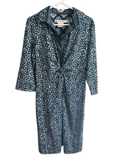 Gretchen Scott Goddess Twist  & Shout Dress Navy Light Blue Wall of Secrets 16