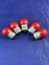 E26 Red Bulb Small Vintage Lot Of 5, Sylvania 7 1/2W