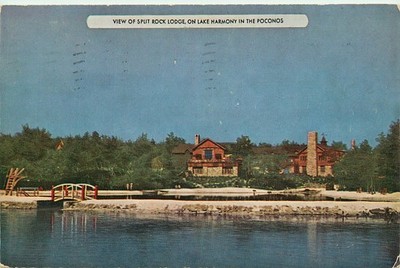 1953 View of Split Rock Lodge On Lake Harmony In The Poconos PA Vintage Postcard