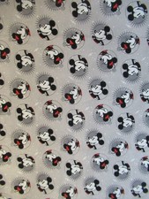 Disney " Smile Mickey" MICKEY MOUSE Gray SPRINGS COTTON FABRIC 31"X43"