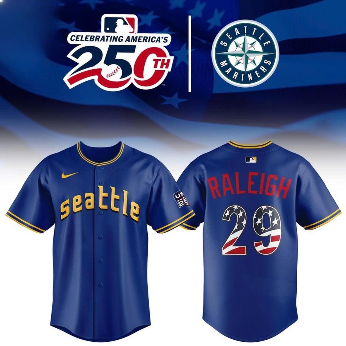 Mariners Score Mariners 2026 Celebrating USA 250 Personalized Baseball Jersey | eBay