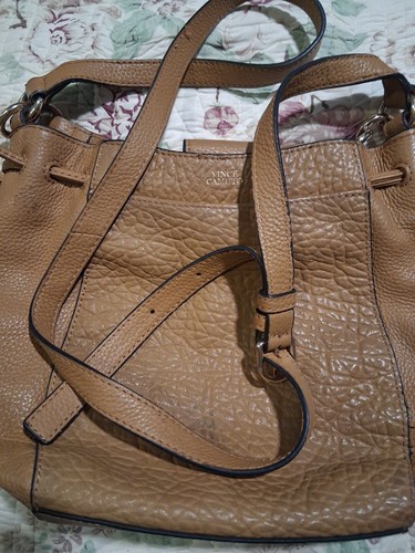 Vince Camuto Camel Pebble Leather Cross Body Convertible Shoulder Bag