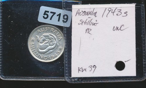 AUSTRALIA - SILVER - SHILLING - 1943-S - BU - #5719