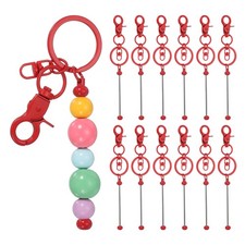 12Pcs Beadable Keychains, DIY Beaded Keychain Making Kit, Red