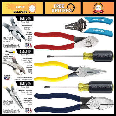 6-Piece Hand Tool Kit for Electricians - 2 Screwdrivers, 3 Pliers, Wire Stripper