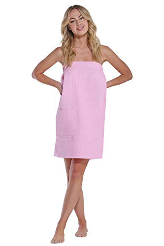 Lightweight Knee Length Waffle Robes For Women Spa Bath Waffle Large Pink - Picture 2 of 7