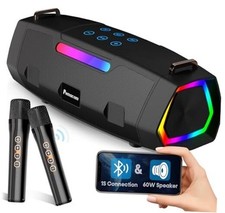Portable Bluetooth Karaoke Machine - 60W Powerful Speaker with 2 Wireless