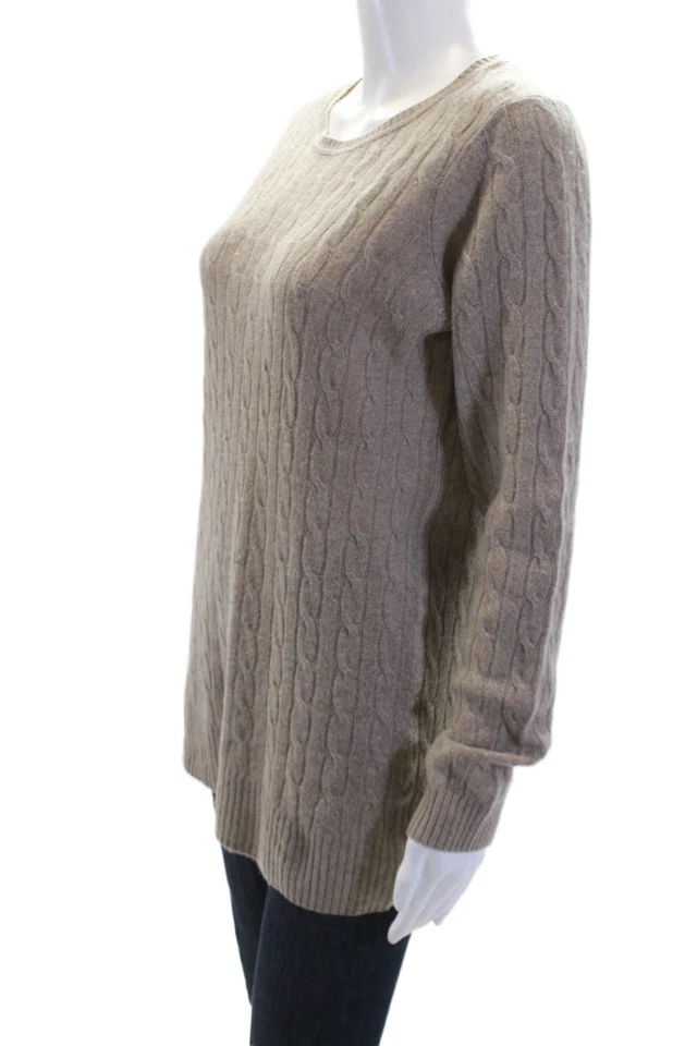 Белый + Warren женщин кашемир кабель вязаный пуловер свитер верхний серо-коричневый размер L - Изображение 2 из 4