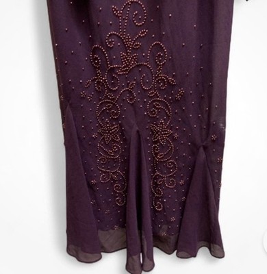 R&M Richards 2Pc Plum Formal Dress 16 Beaded Chiffon Jacket Evening Wedding  | eBay