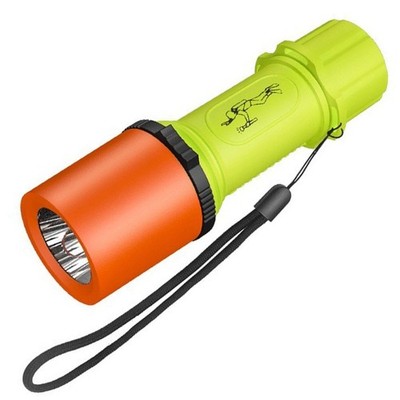 Waterproof LED Flashlight 12x4x3cm Green for Diving Up to 100m Depth Outdoor