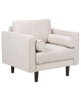 Sessel Stoffbezug Beige Holzbeine Dicke Sitzkissen Schmale Armlehnen Retro Nurmo