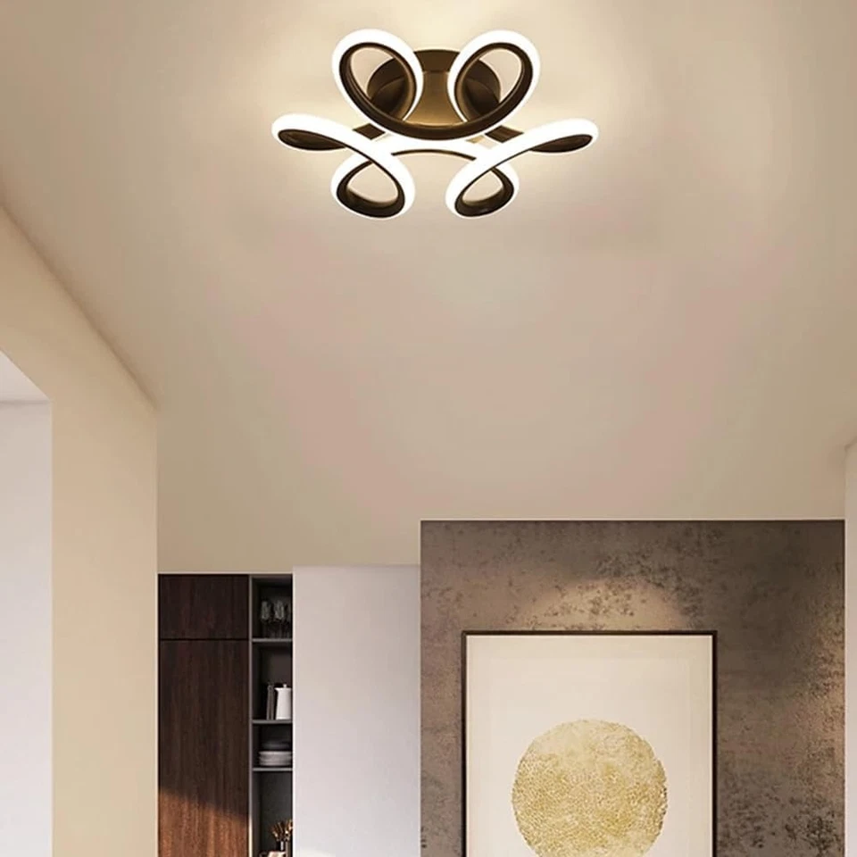 LightInTheBox Modern LED Ceiling Light, Black Twisted Flower Design, Warm White, - Image 2 of 4