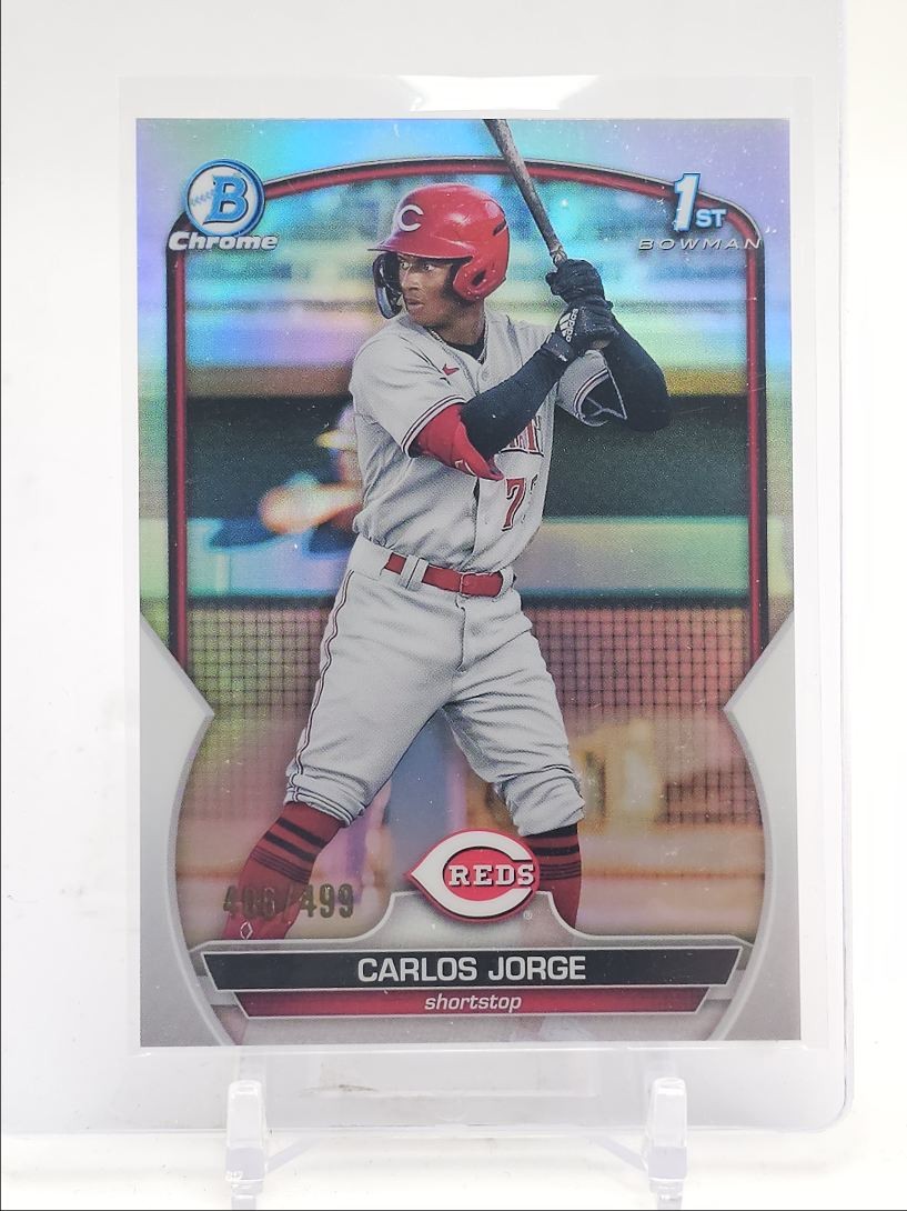 CARLOS JORGE 2023 BOWMAN CHROME 1ST REFRACTOR REDS #BCP-120 A /499 Q1725