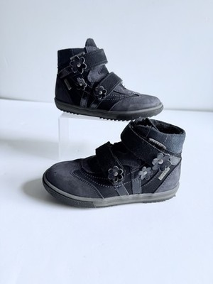Richter Girls Navy Leather Nubuck Waterproof Flower High-Top Boots Size 8.5 US