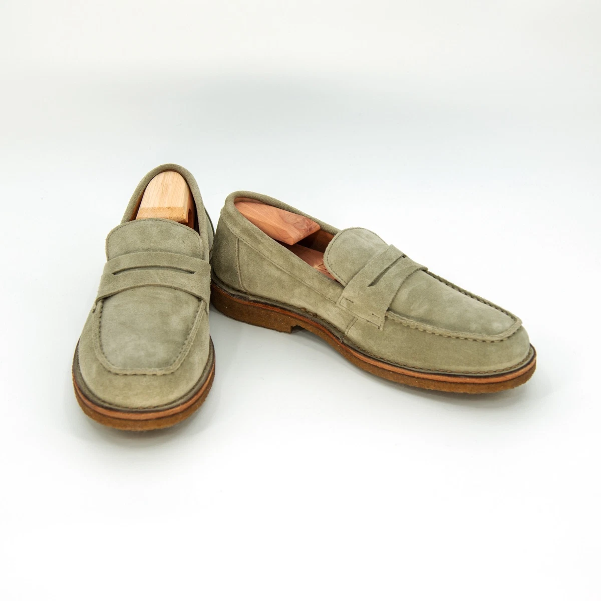 Clorinda Antinori Mens US8 EU41 Grey Suede Moc Toe Slip On Loafers Made Italy Loafer Solid Suede Casual Shoes for Men for sale | Shop with  main image 3