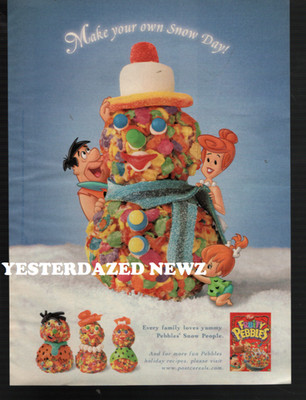 2002 print ad for Post Fruity Pebbles Cereal ''Make Your Own Snow Day!''