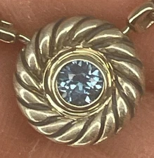 David Yurman Sterling Silver, Blue Topaz in 18k Bezel, Cookie Necklace