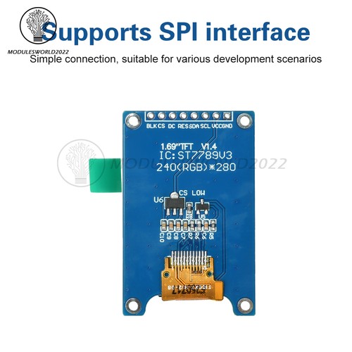 8 Pin 1,69 Zoll Farbbildschirm 240x280 SPI TFT LCD Display Modul ST7789 Treiber IC - Bild 4 von 30
