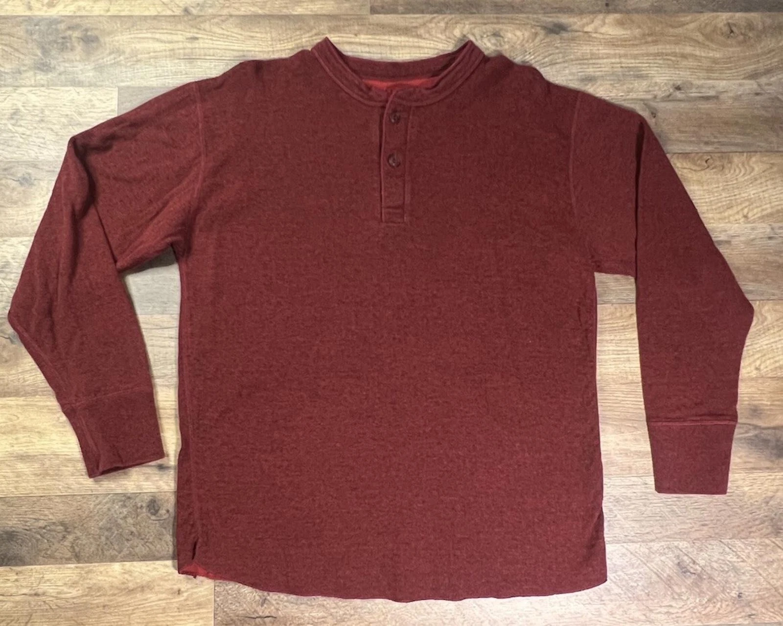 LL Bean Red River Driver Layered Wool Blend Thermal Henley Large Baselayer Camp.