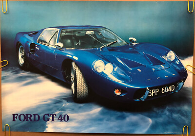 FORD　VintagePoster Original Vintage Poster Ford Gt 40 Race Car Racing Head Shop Pin