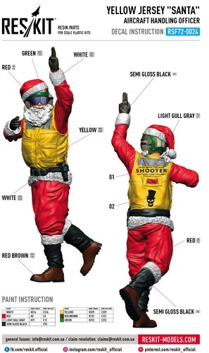 Yellow jersey Santa Aircraft Handling Officer 1pcs Scale 1:72 ResKit RSF72-0024 - Picture 3 of 3
