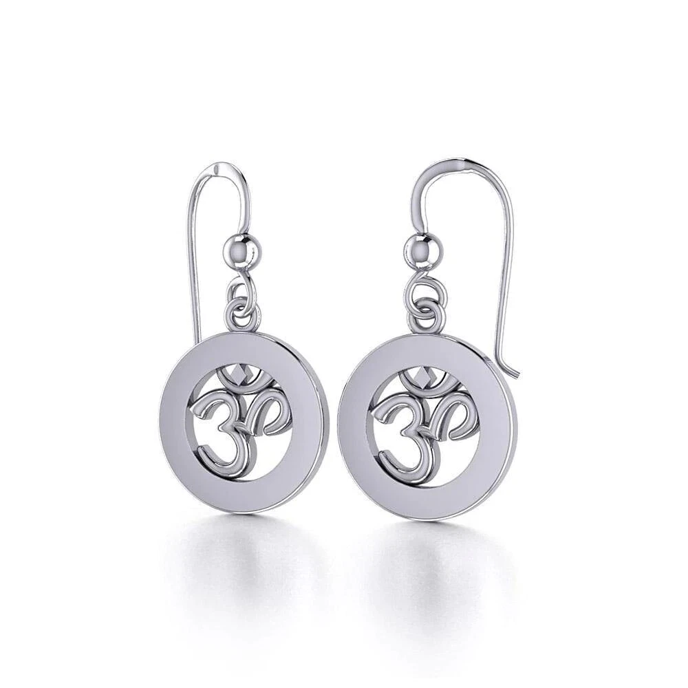 Om Meditation .925 Sterling Silver Earrings by Peter Stone Fine