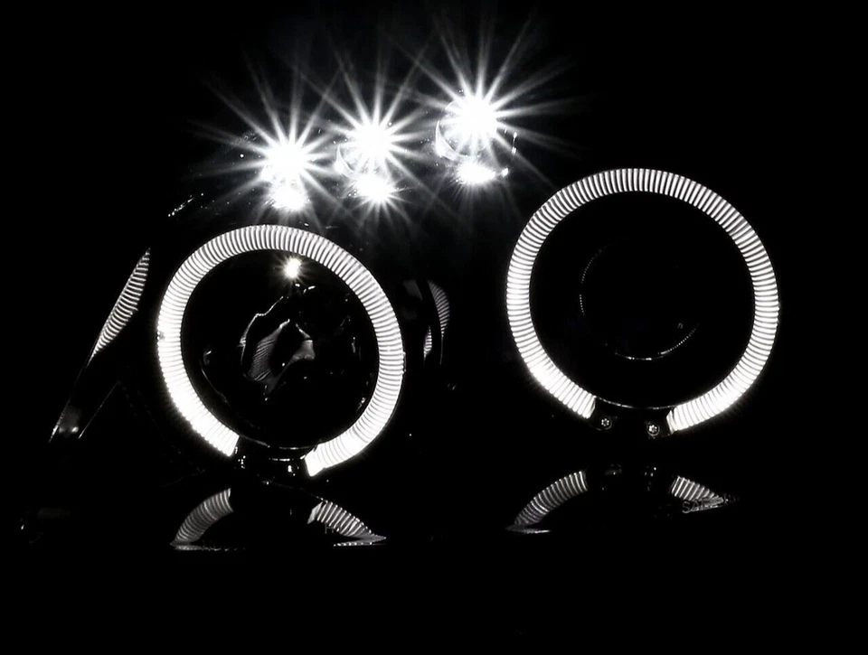 Faros proyectores dobles halo negros brillantes para Pontiac G5 Pursuit 05-10 Cobalt Foto 2 de 3