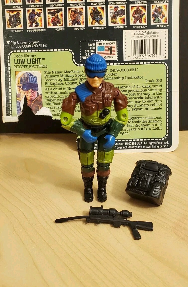GI Joe 1989 Slaughter's Marauders Low-Light  Figure W/Cardback NEAR COMPLETE