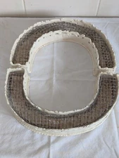 Antique 2 Piece Porcelain Centerpiece Ring Vase Flower Arranger w Wire Mesh Frog